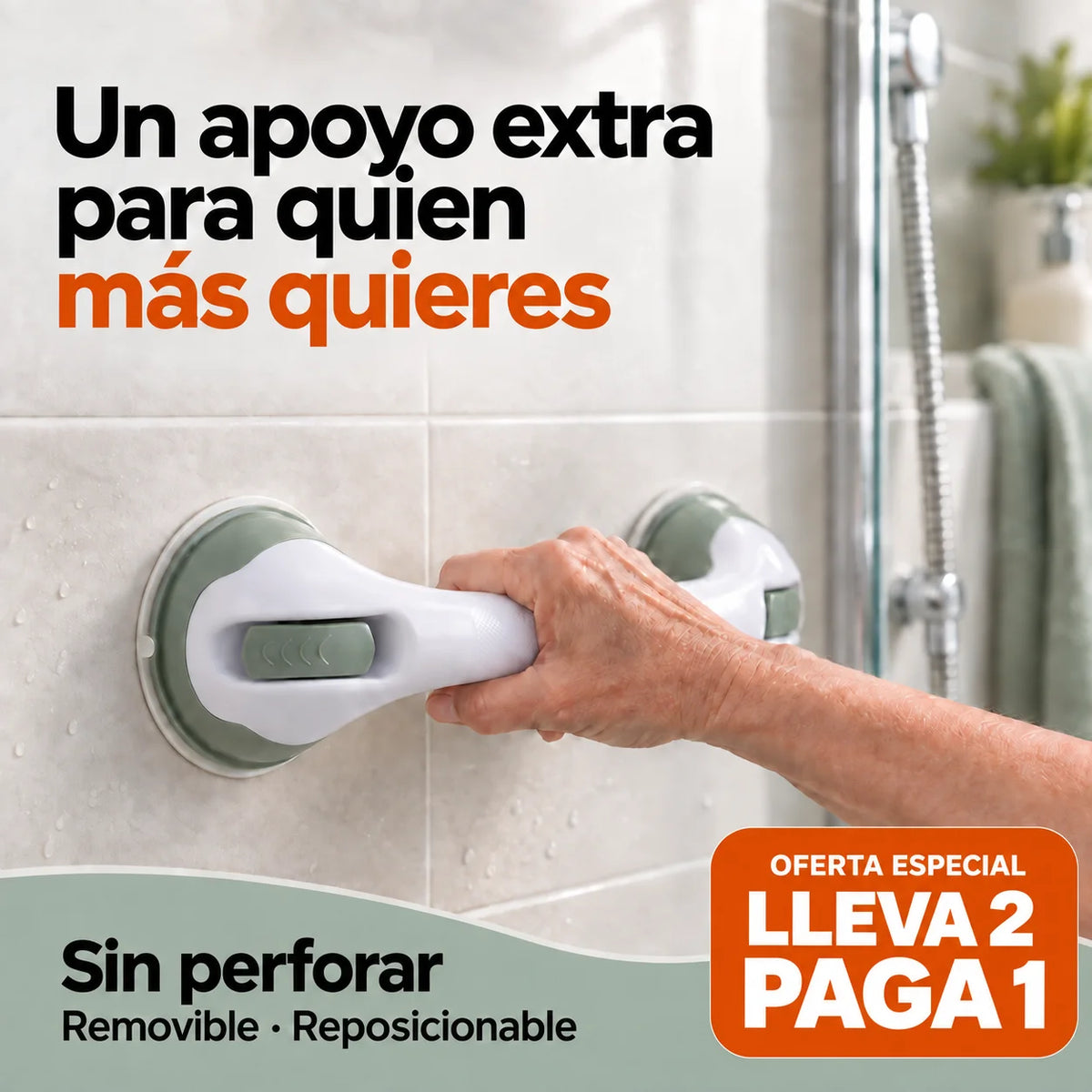 SafeGrip - Barra de Seguridad Antideslizante para Ducha